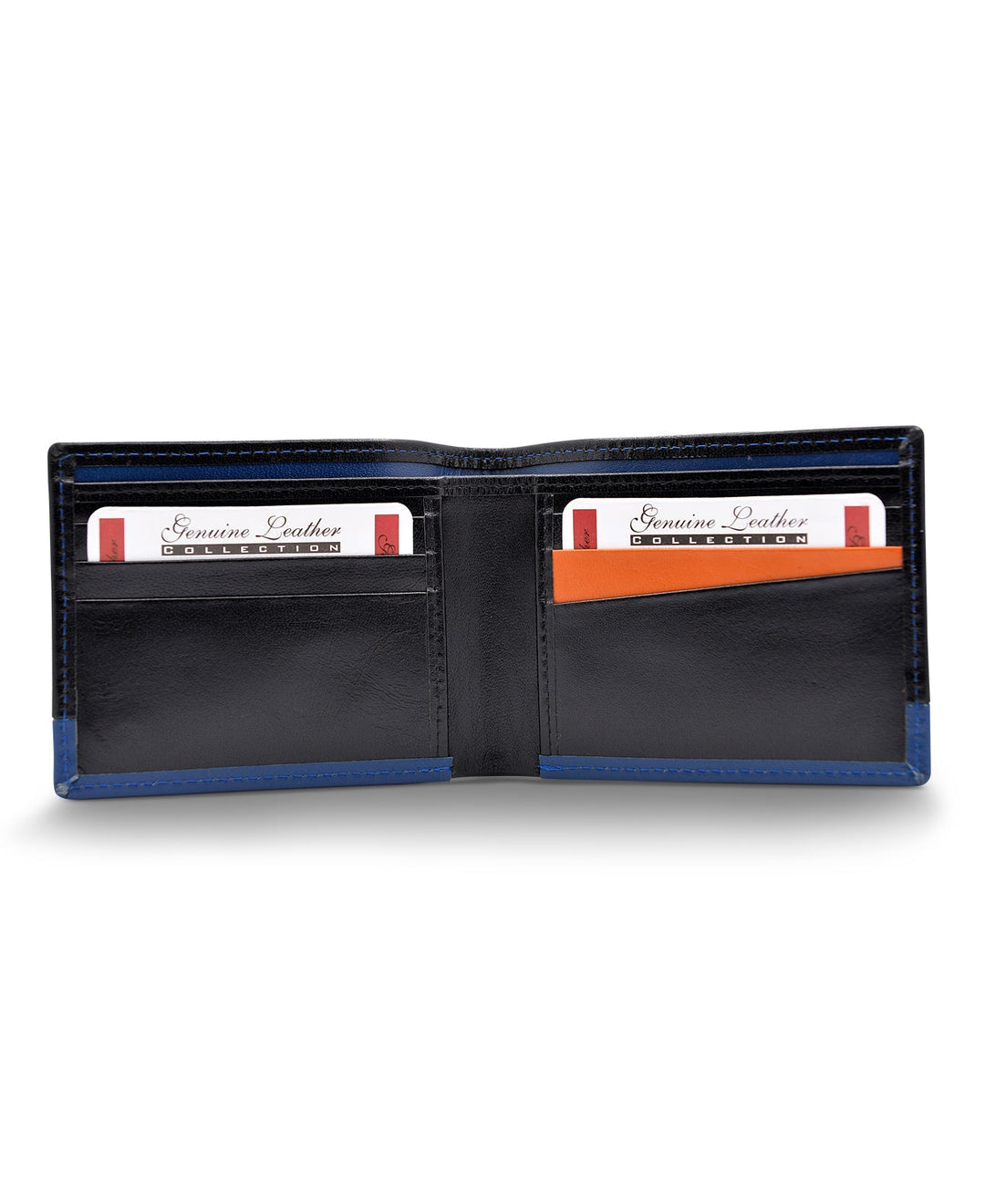 Men's Bi Fold Slim Wallet Soft Black Blue Genuine Leather RFID Blocking
