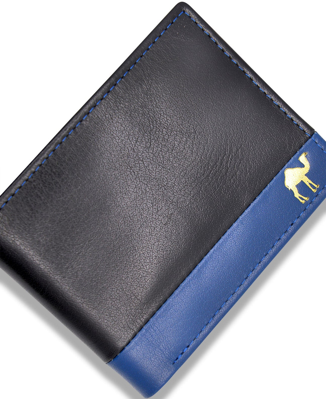 Men's Bi Fold Slim Wallet Soft Black Blue Genuine Leather RFID Blocking
