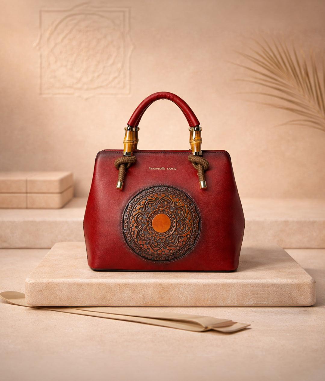 حقيبة يد نسائية من الجلد الطبيعي من ليلى - أحمر قرمزي