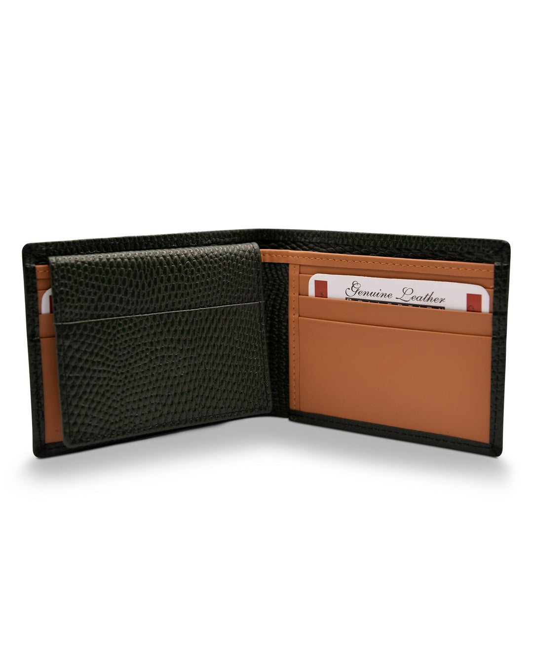 PREMIUM Edition Men's Bi Fold Slim Wallet Olive Green Tone Genuine Leather RFID Blocking