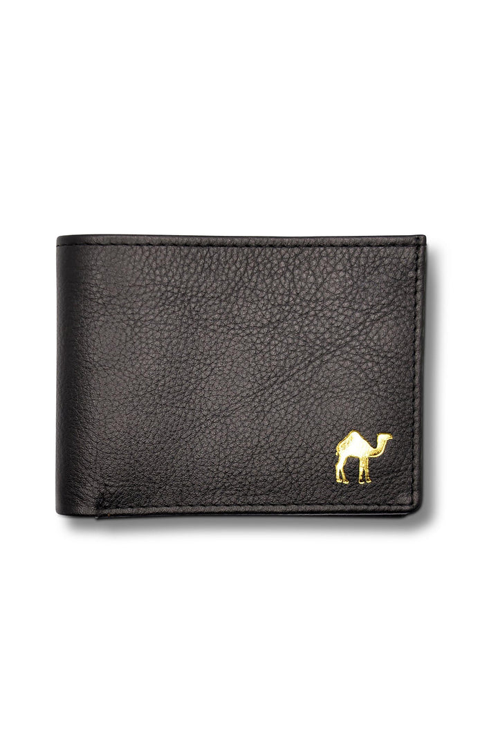 Men's Bi Fold Extra Slim Wallet Grainy Black Genuine Leather RFID Blocking