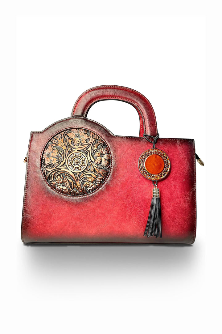 Mistique Women's Genuine Leather Handbag - Red