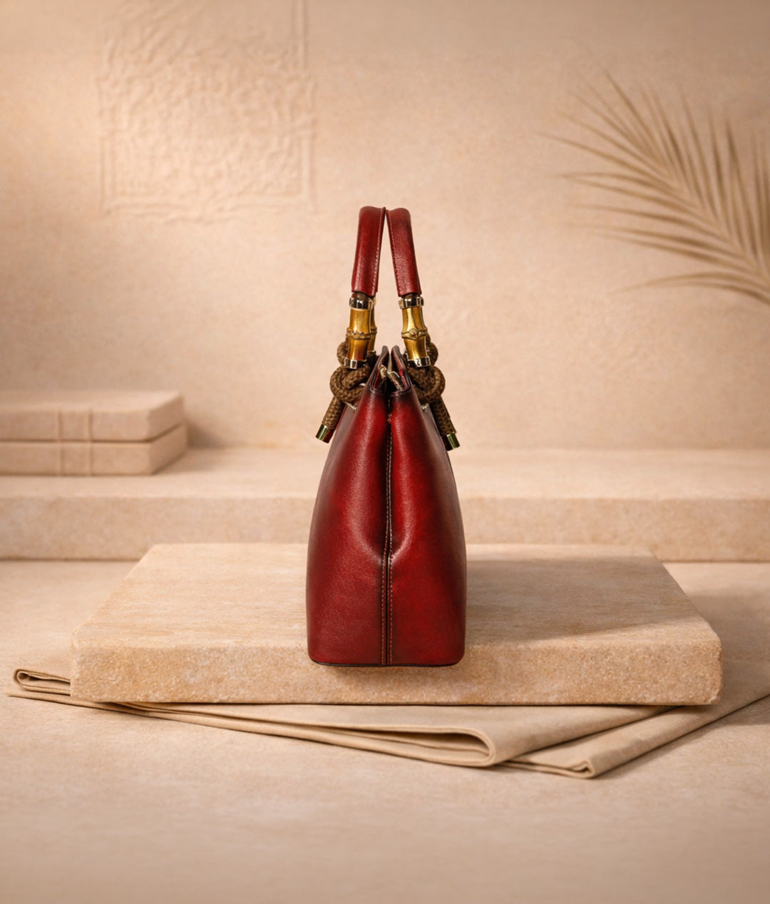 حقيبة يد نسائية من الجلد الطبيعي من ليلى - أحمر قرمزي