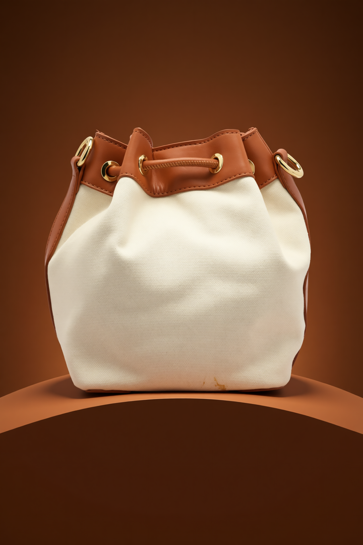 The Chandelier Bucket Bag – Ivory & Tan