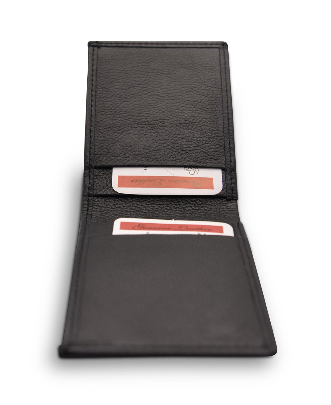 Men's Bi Fold Extra Slim Wallet Grainy Black Genuine Leather RFID Blocking