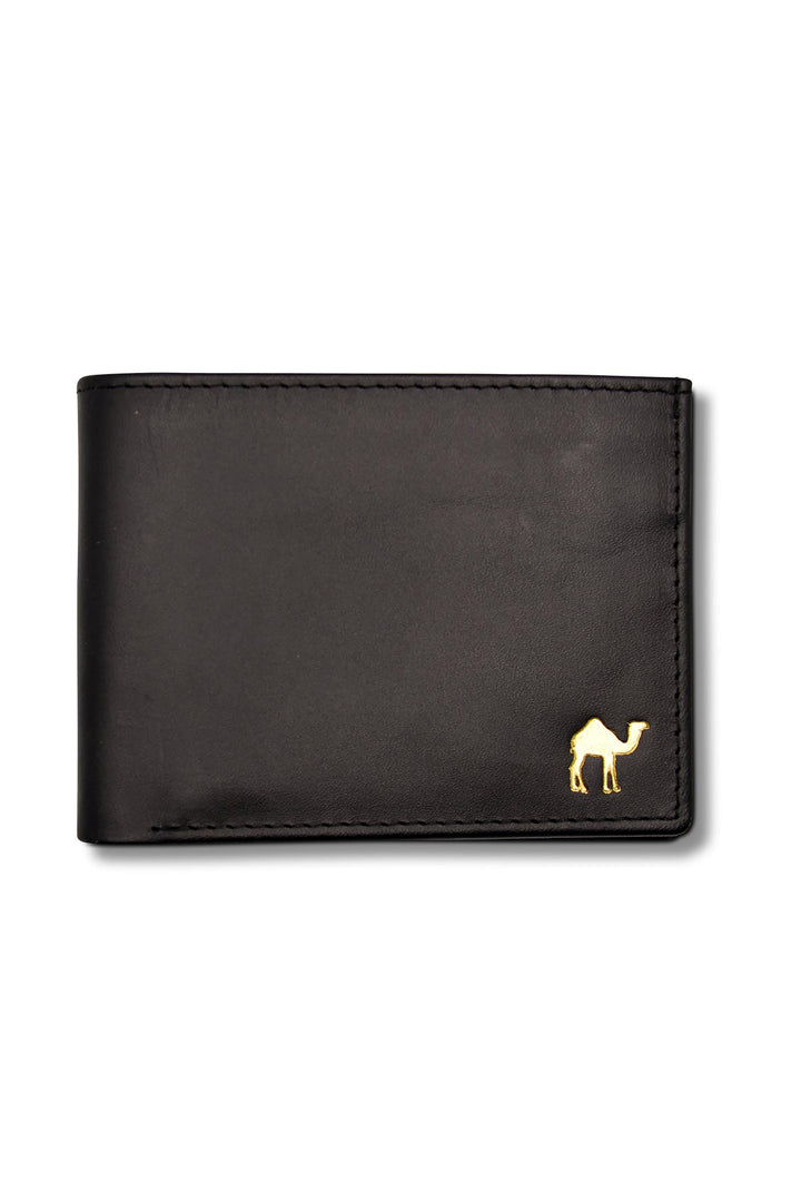 Men's Bi Fold Slim Wallet Soft Black with Blue Inside Genuine Leather RFID Blocking