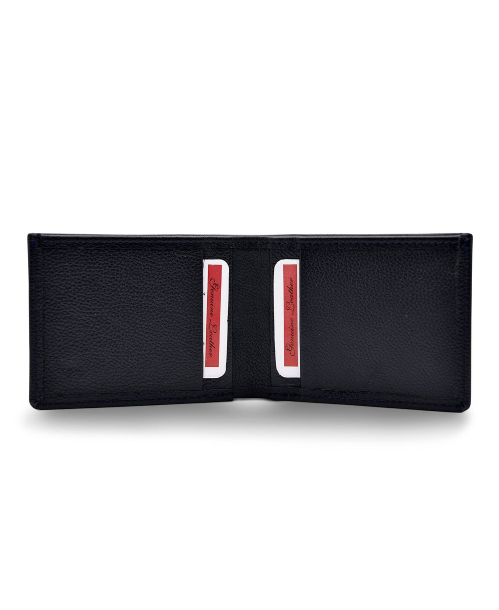 Men's Bi Fold Extra Slim Wallet Grainy Black Genuine Leather RFID Blocking