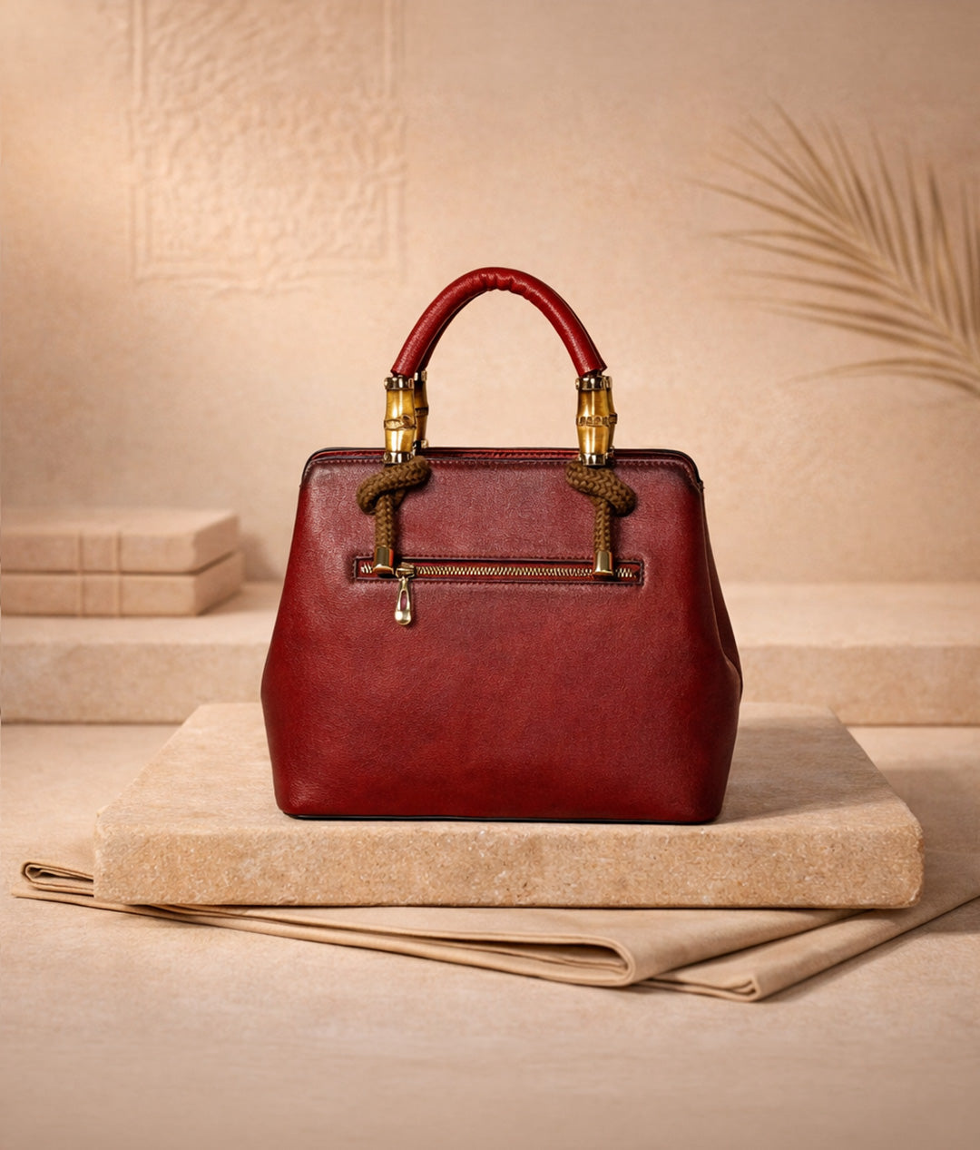 حقيبة يد نسائية من الجلد الطبيعي من ليلى - أحمر قرمزي