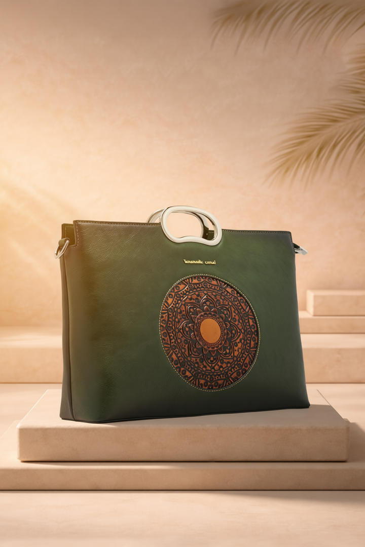 Sassy Women's Genuine Leather Handbag - Emerald