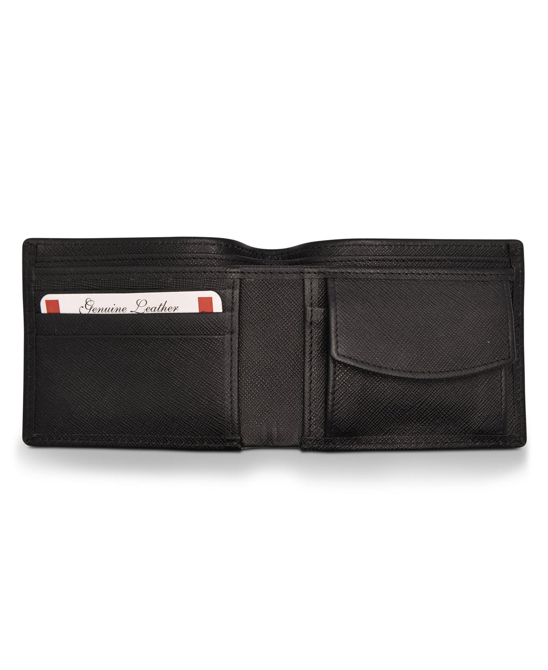 Men's Bi Fold Slim Wallet Mettalic Black Genuine Leather RFID Blocking