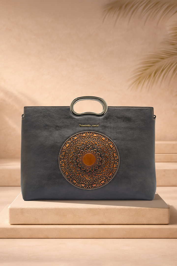 Sassy Women's Genuine Leather Handbag - Grey