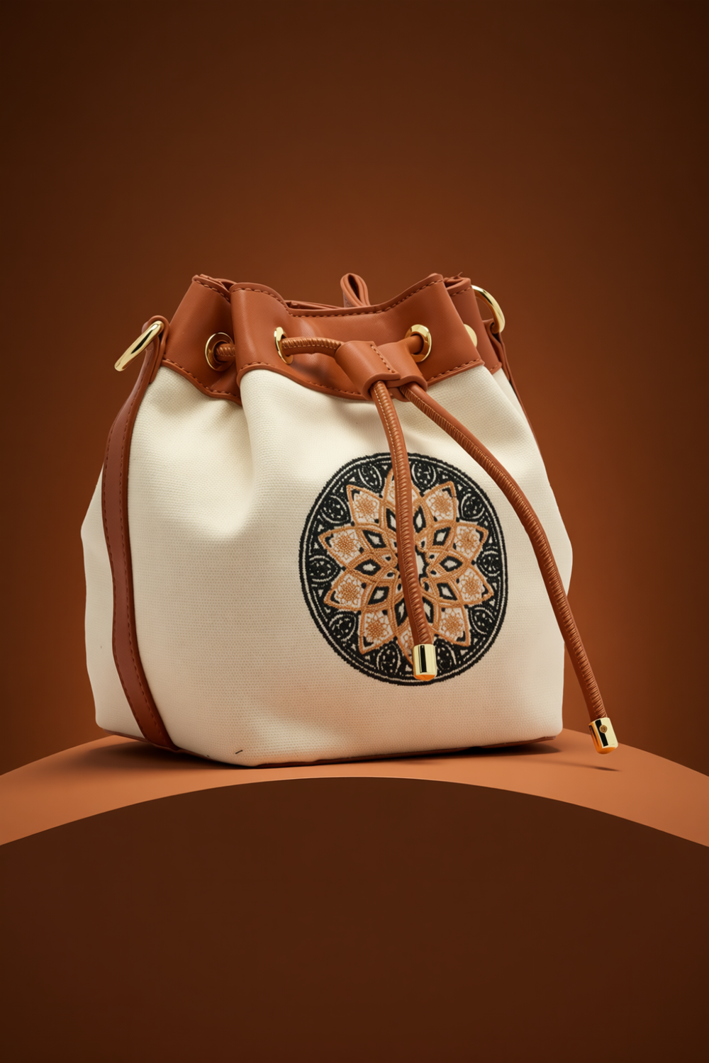 The Chandelier Bucket Bag – Ivory & Tan