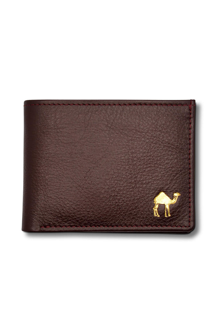 Men's Bi Fold Extra Slim Wallet Grainy Maroon Genuine Leather RFID Blocking