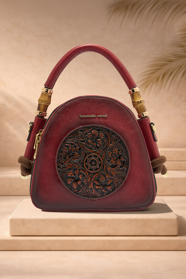 Trilliant Women's Genuine Leather Handbag - Crimson