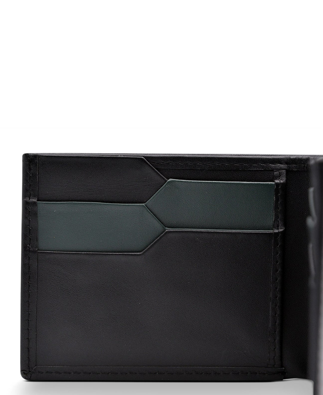 Men's Bi Fold Slim Wallet Soft Black with Blue Inside Genuine Leather RFID Blocking