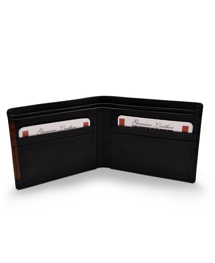 Men's Bi Fold Slim Wallet Soft Black Brown Genuine Leather RFID Blocking