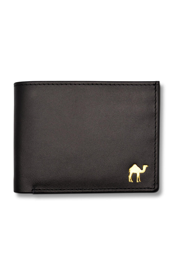 Men's Bi Fold Slim Wallet Soft Black with Brown Inside Genuine Leather RFID Blocking