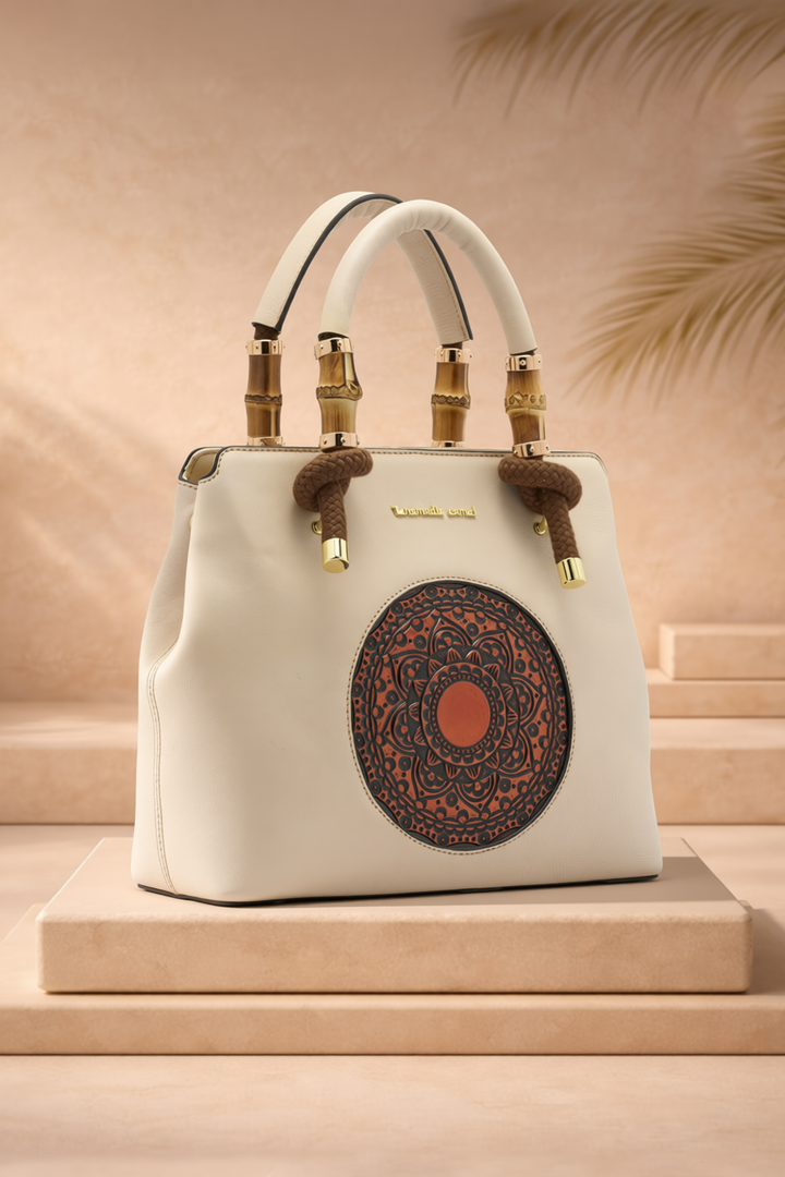 Laila Women's Genuine Leather Handbag - Ivory