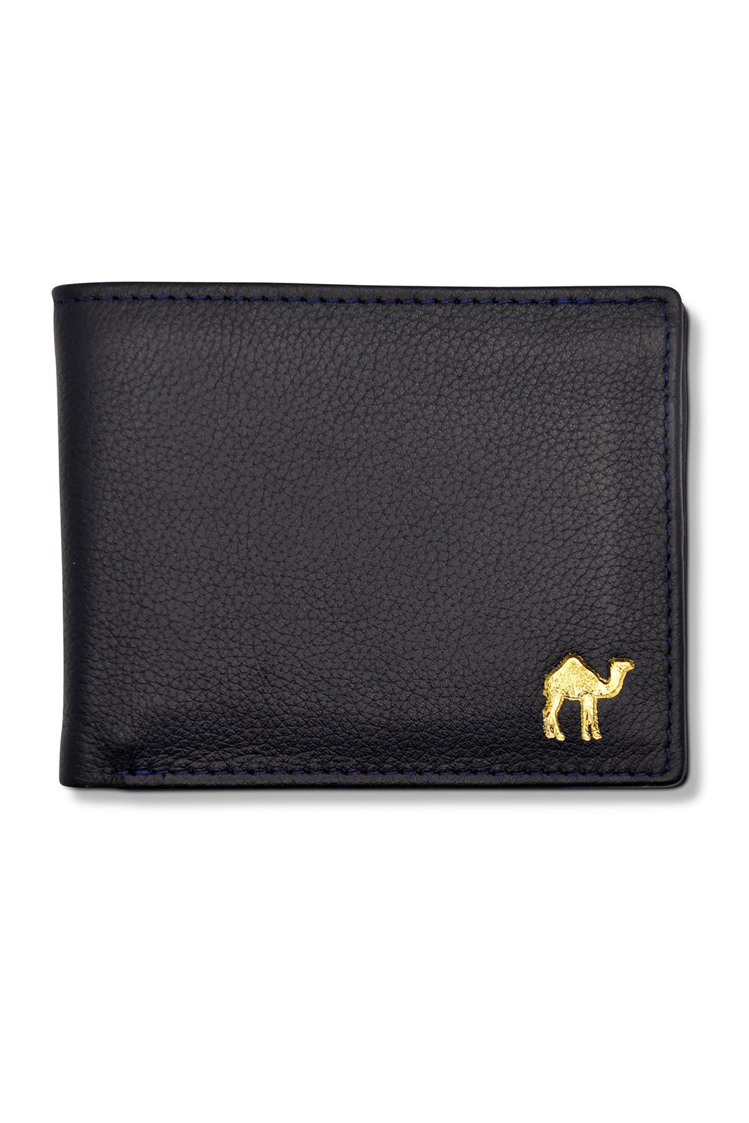 Men's Bi Fold Slim Wallet Grainy Black with Tan Inside Genuine Leather RFID Blocking