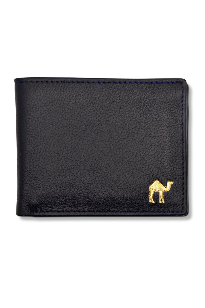 Men's Bi Fold Slim Wallet Grainy Black with Tan Inside Genuine Leather RFID Blocking