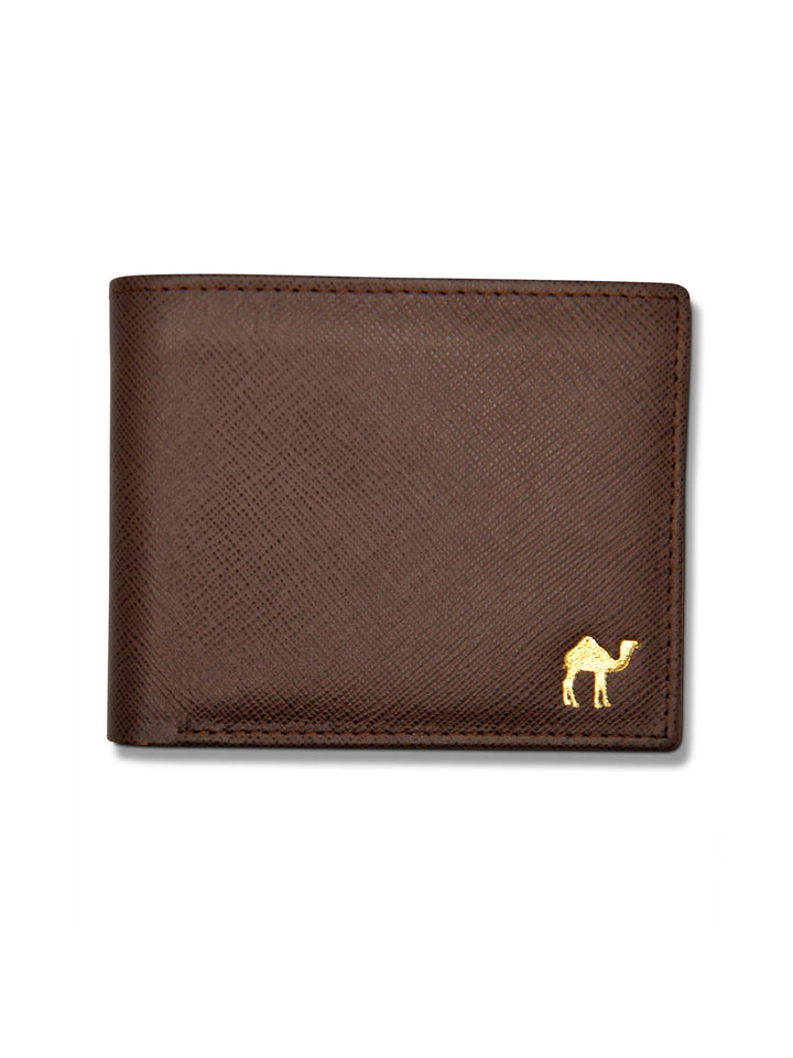 Men's Bi Fold Slim Wallet Metallic Brown Genuine Leather RFID Blocking