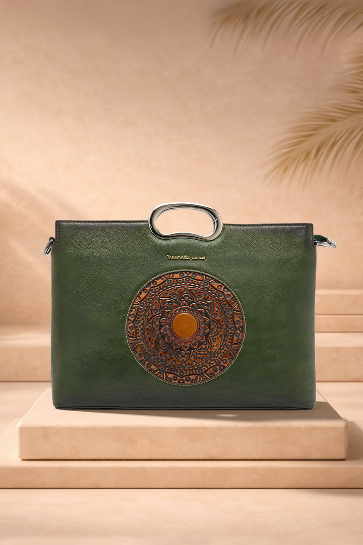 Sassy Women's Genuine Leather Handbag - Emerald