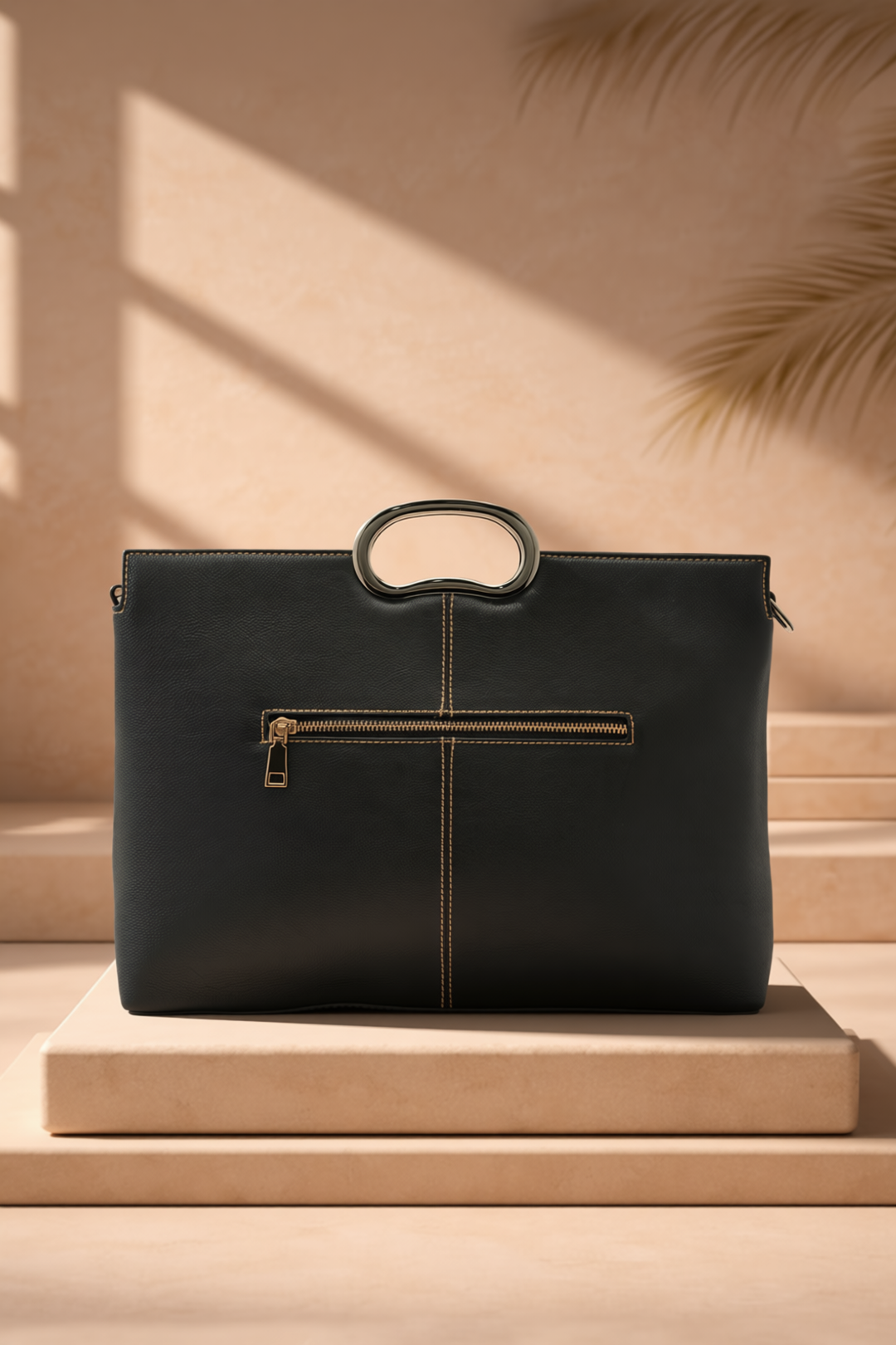 Sassy Women's Genuine Leather Handbag - Black