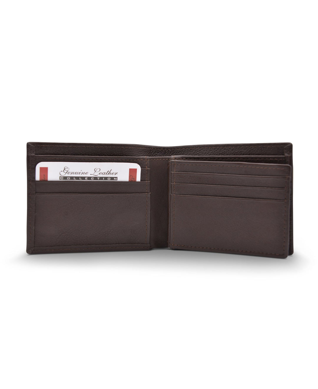 Men's Bi Fold Slim Wallet Grainy Brown Genuine Leather RFID Blocking
