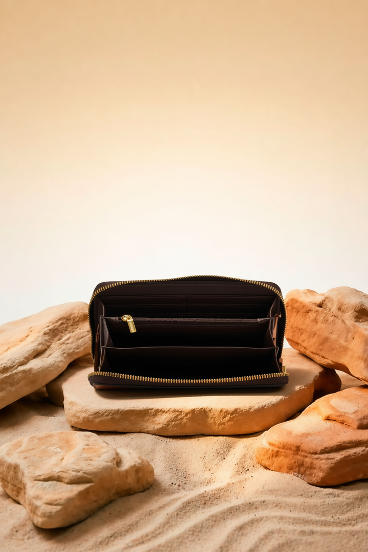 Embossed Women's Genuine Leather Clutch - Emerald