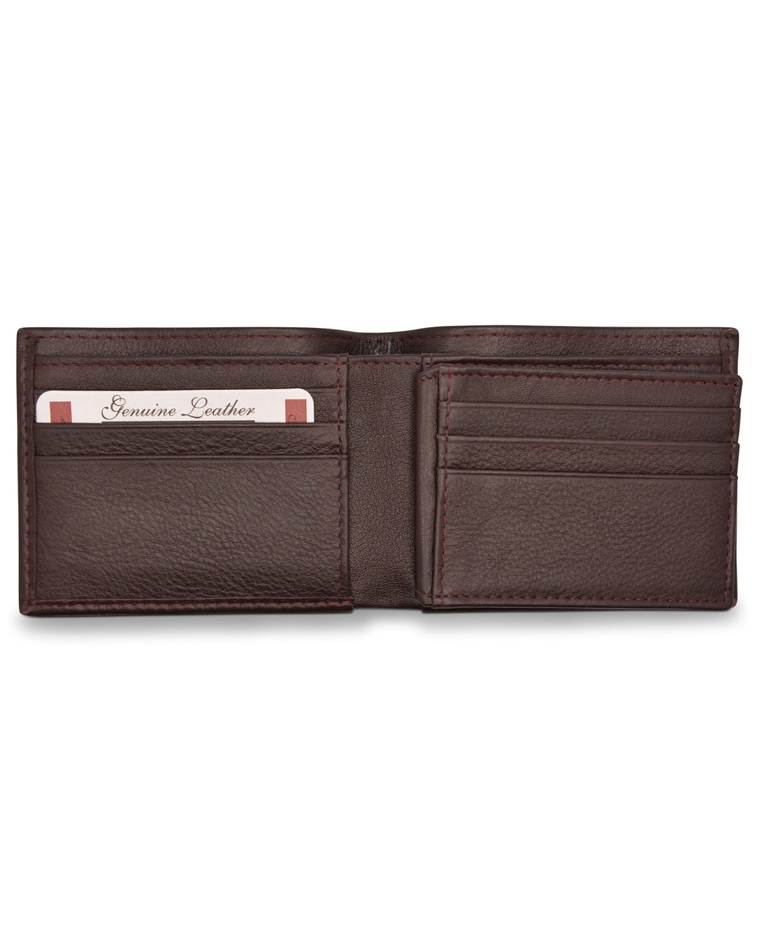 Men's Bi Fold Slim Wallet Grainy Brown Genuine Leather RFID Blocking