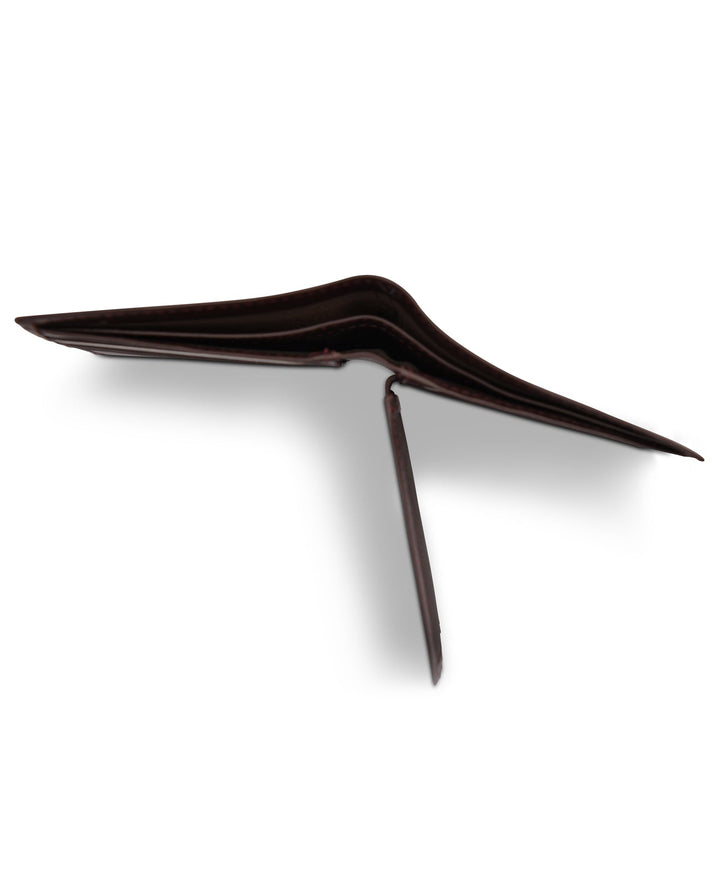 Men's Bi Fold Slim Wallet Grainy Brown Genuine Leather RFID Blocking