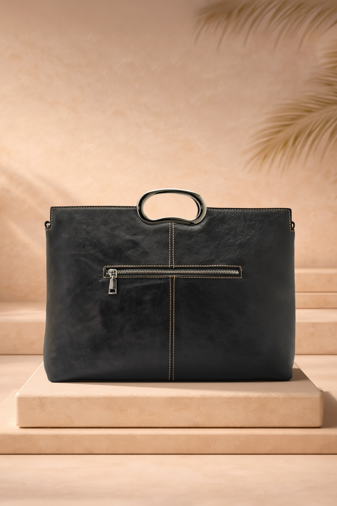 Sassy Women's Genuine Leather Handbag - Grey