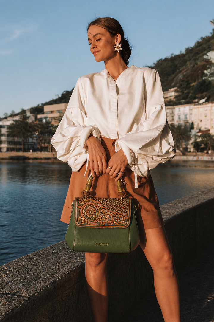 Aura Women's Genuine Leather Handbag - Emerald