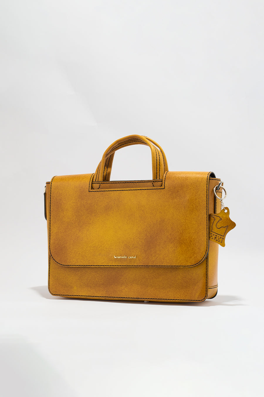 Alfredo Men's Genuine Leather Laptop Bag - Mustard