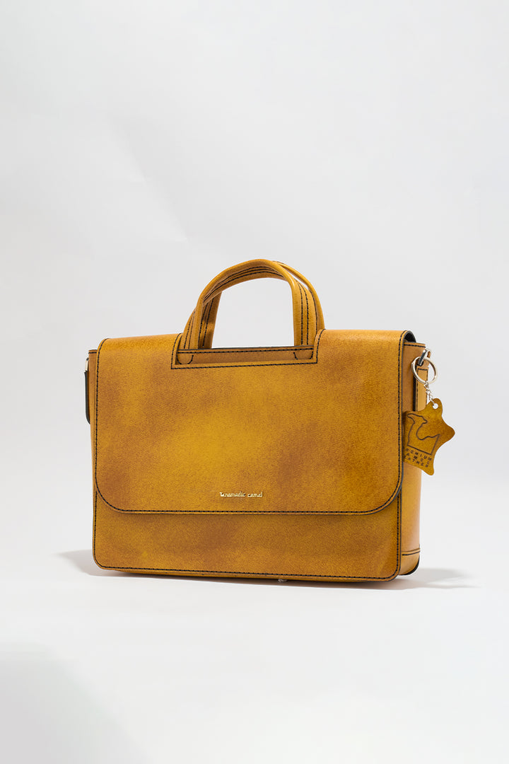 Alfredo Men's Genuine Leather Laptop Bag - Mustard
