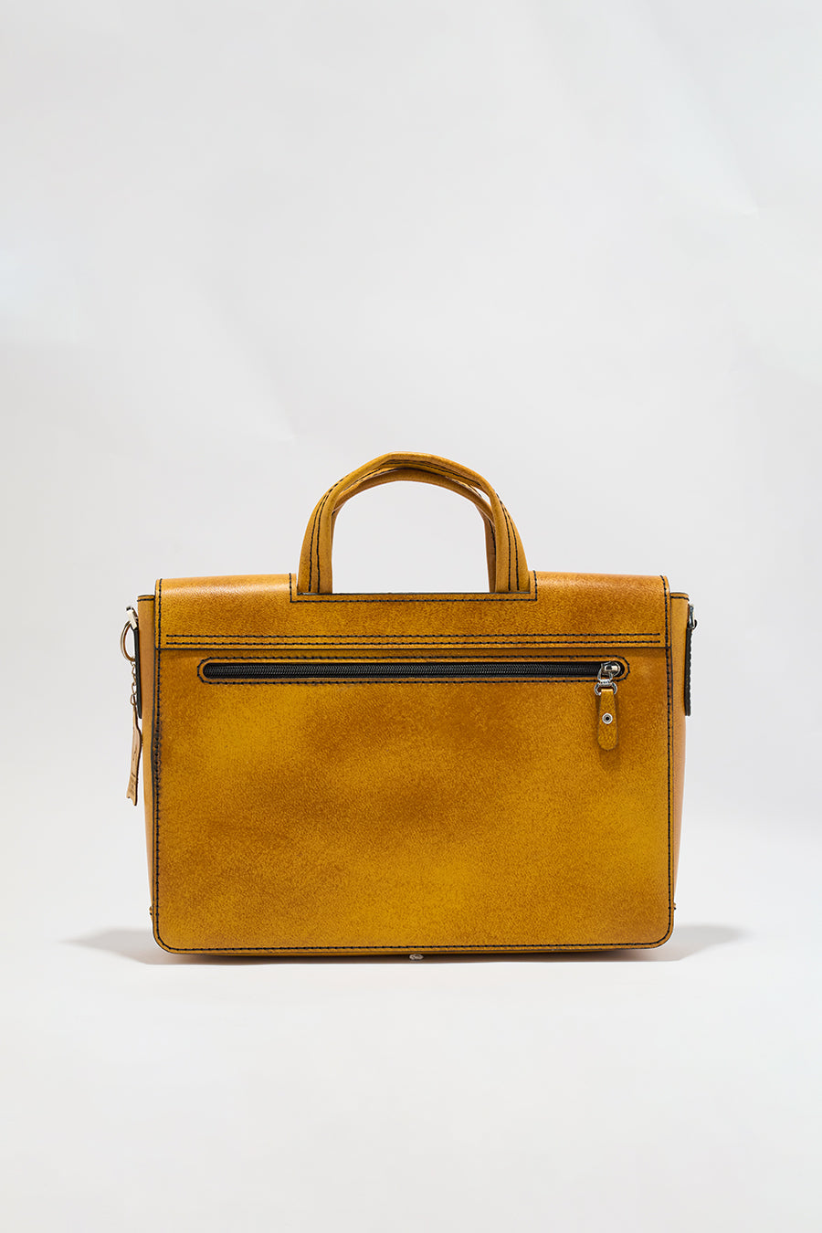 Alfredo Men's Genuine Leather Laptop Bag - Mustard