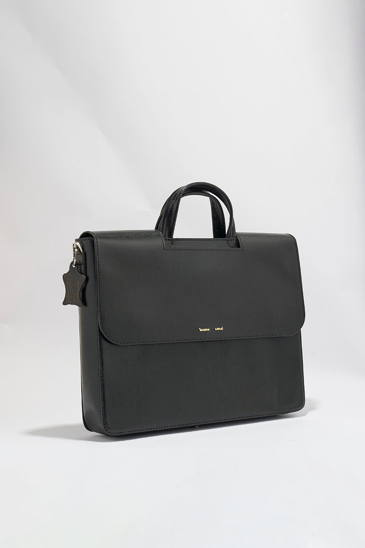 Alfredo Men's Genuine Leather Laptop Bag - Black
