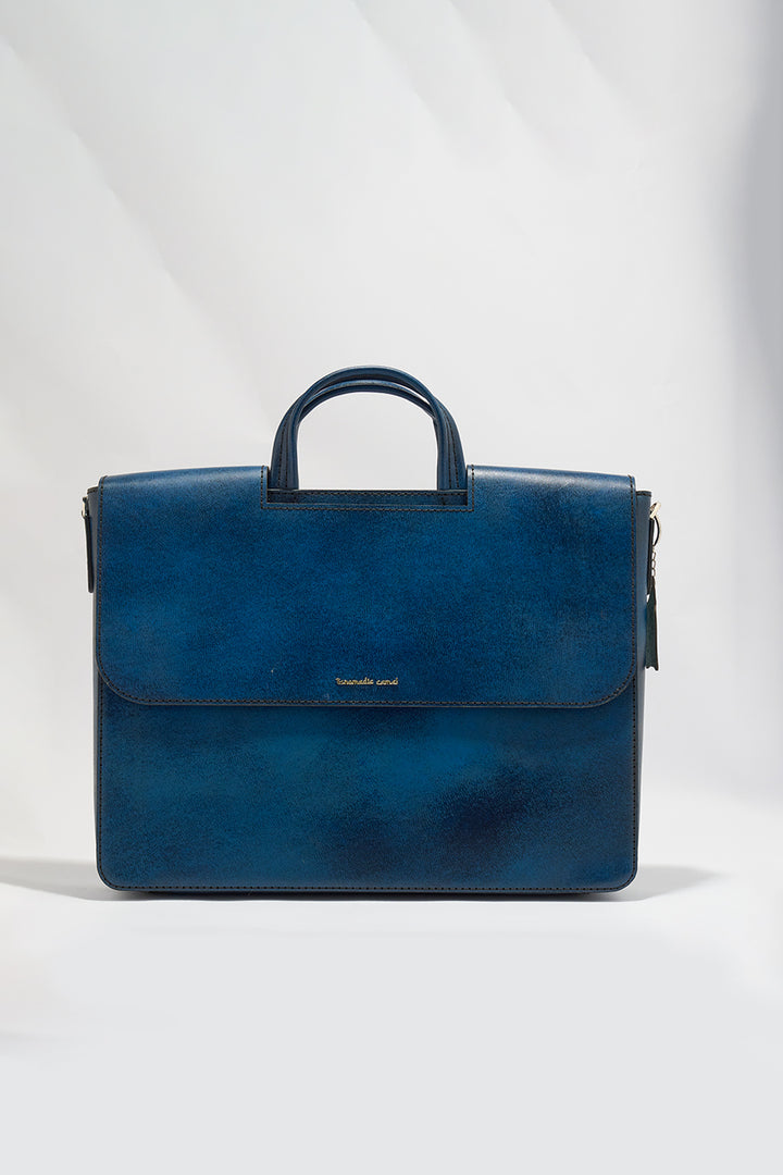 Alfredo Men's Genuine Leather Laptop Bag - Blue