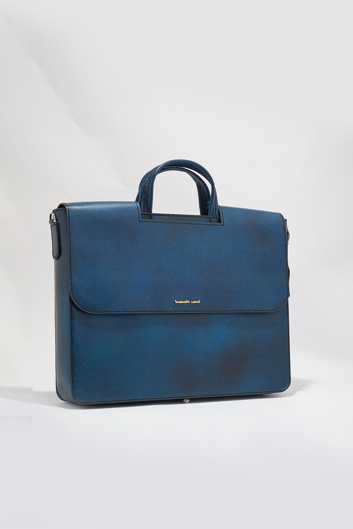 Alfredo Men's Genuine Leather Laptop Bag - Blue