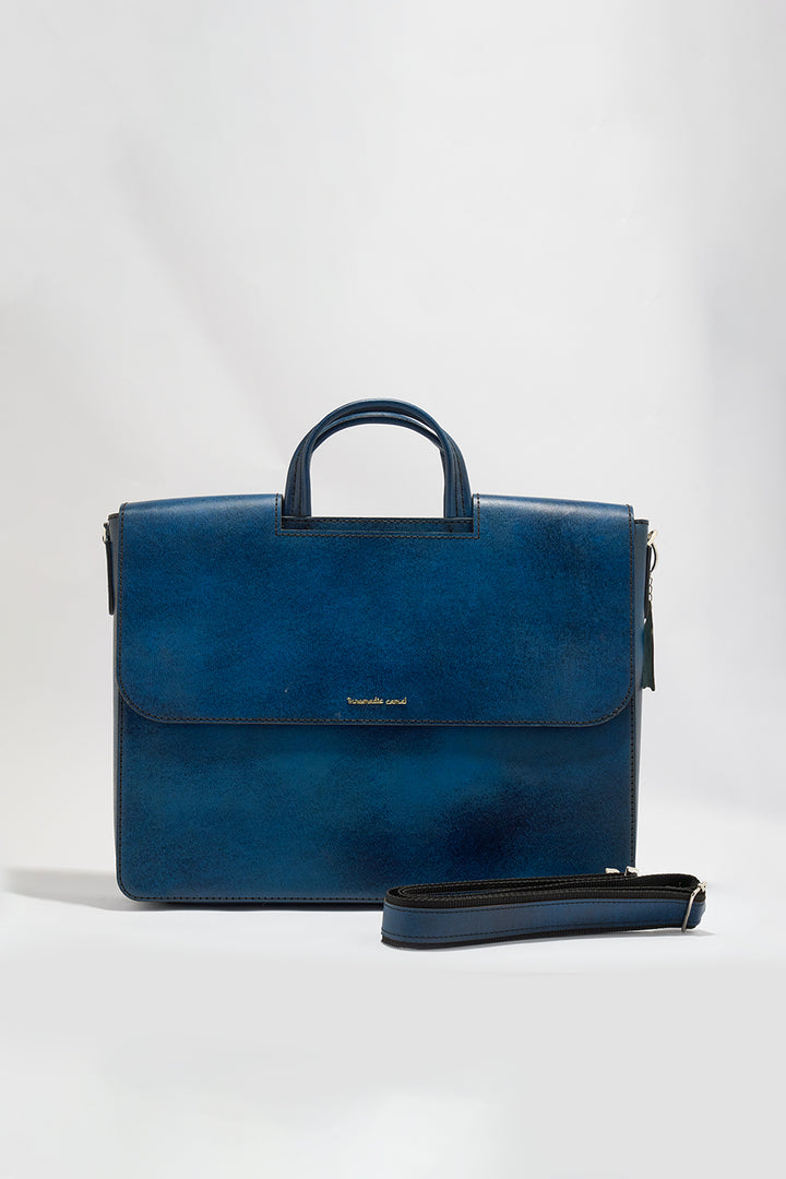 Alfredo Men's Genuine Leather Laptop Bag - Blue