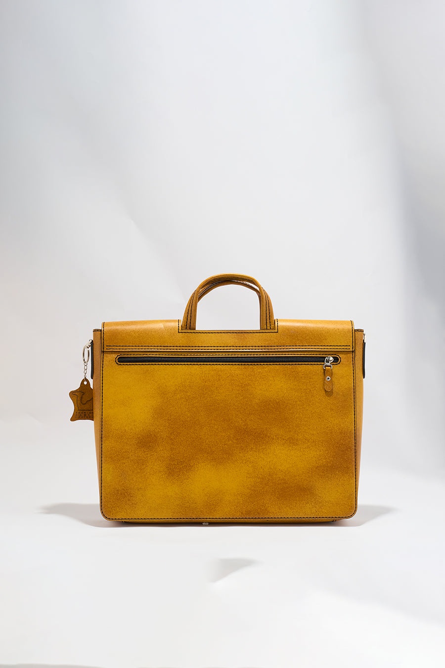 Alfredo Men's Genuine Leather Laptop Bag - Mustard