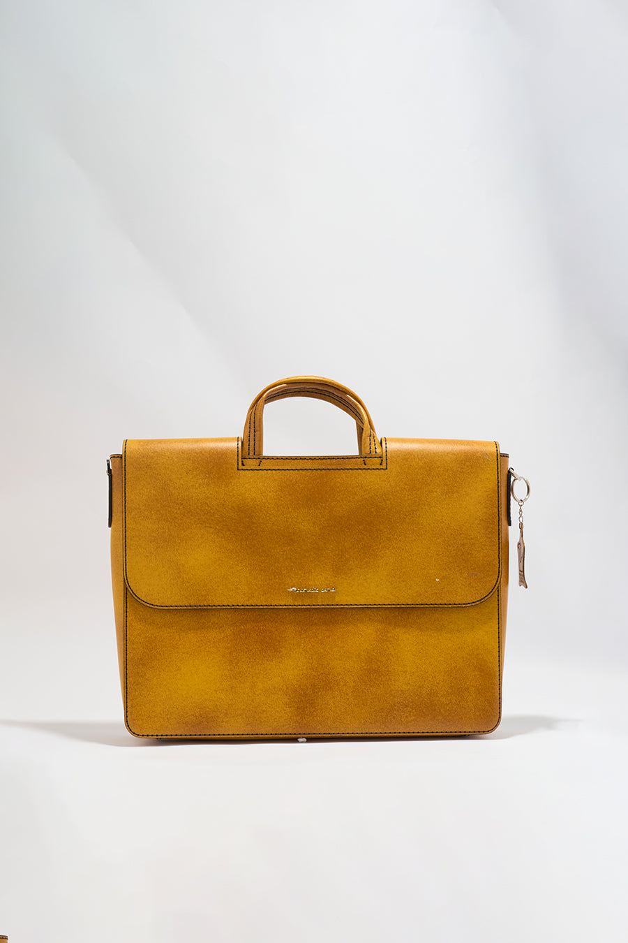 Alfredo Men's Genuine Leather Laptop Bag - Mustard
