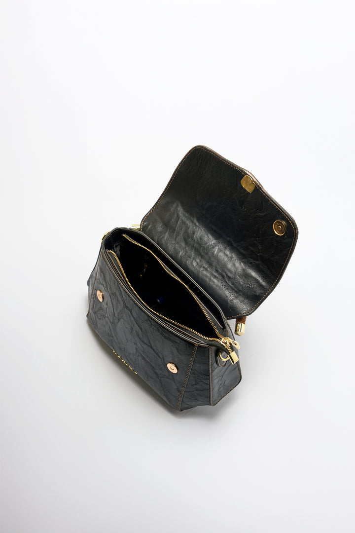 Aura Women's Genuine Leather Handbag - Black