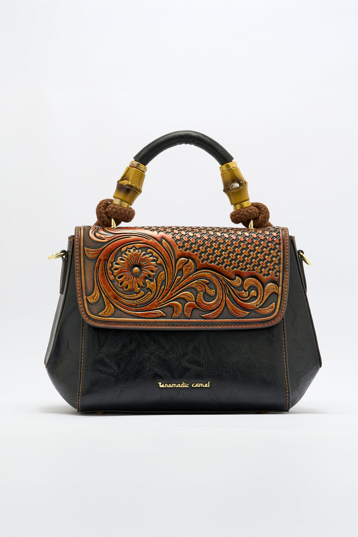 Aura Women's Genuine Leather Handbag - Black