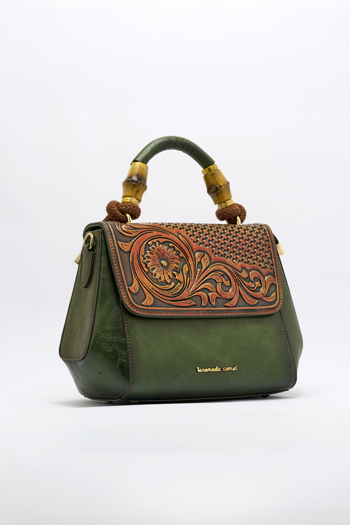 Aura Women's Genuine Leather Handbag - Emerald
