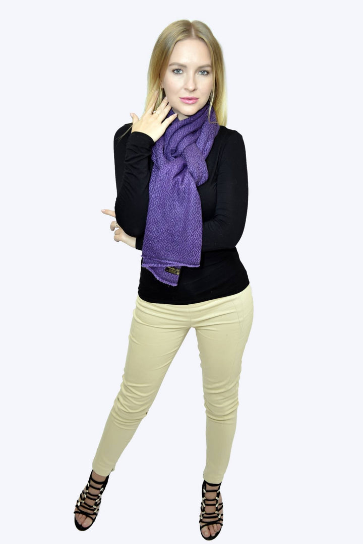 Camel Wool Luxury Scarf   - Purple Diamond