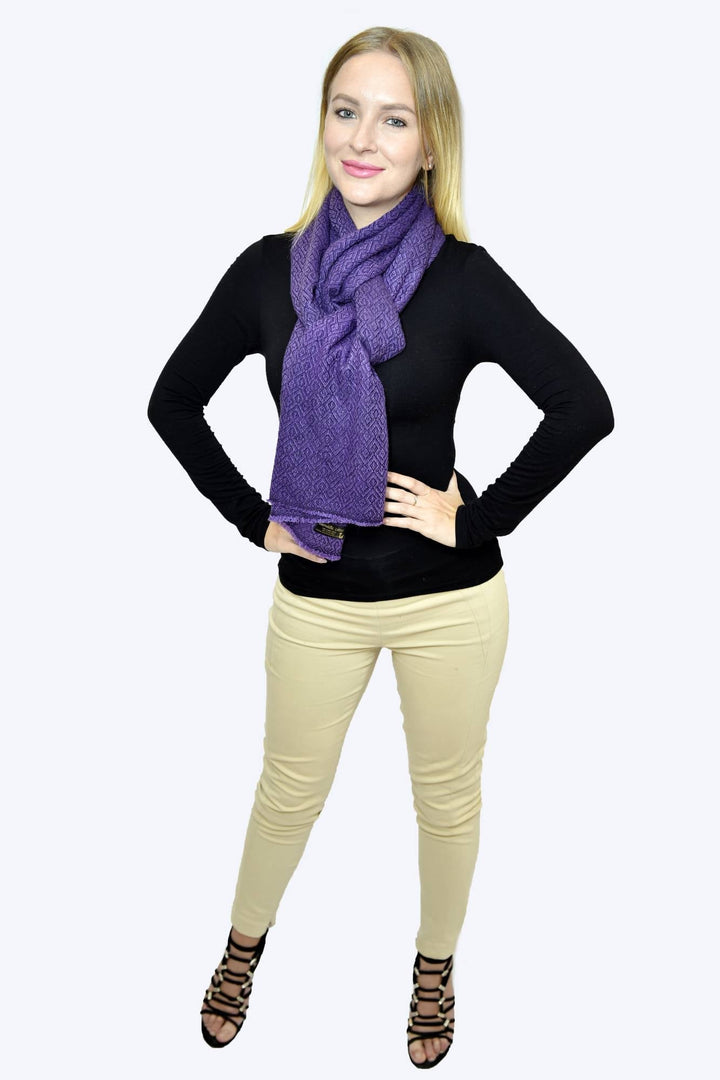Camel Wool Luxury Scarf   - Purple Diamond