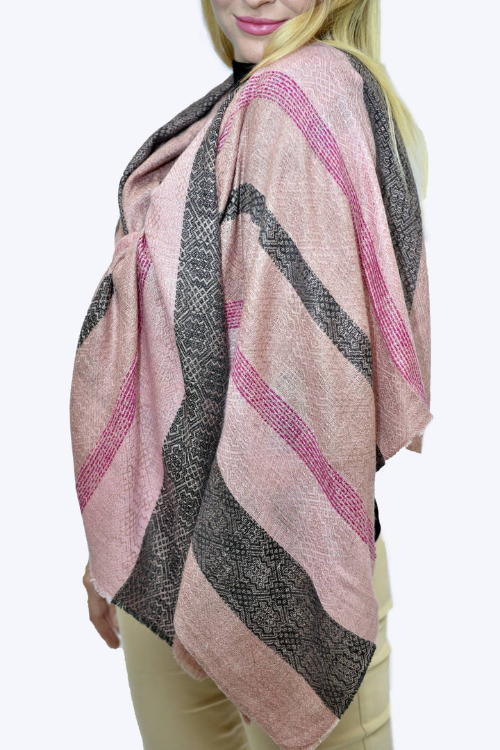 Camel Wool Luxury Scarf   - Dusty Pink Window