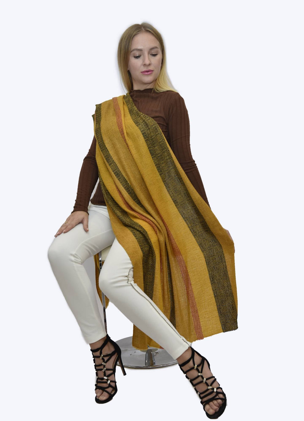 Camel Wool Luxury Scarf   - Honey Window