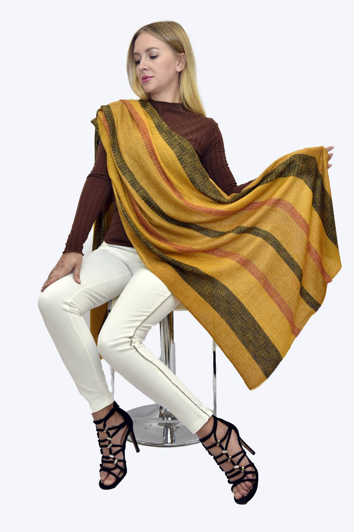 Camel Wool Luxury Scarf   - Honey Window